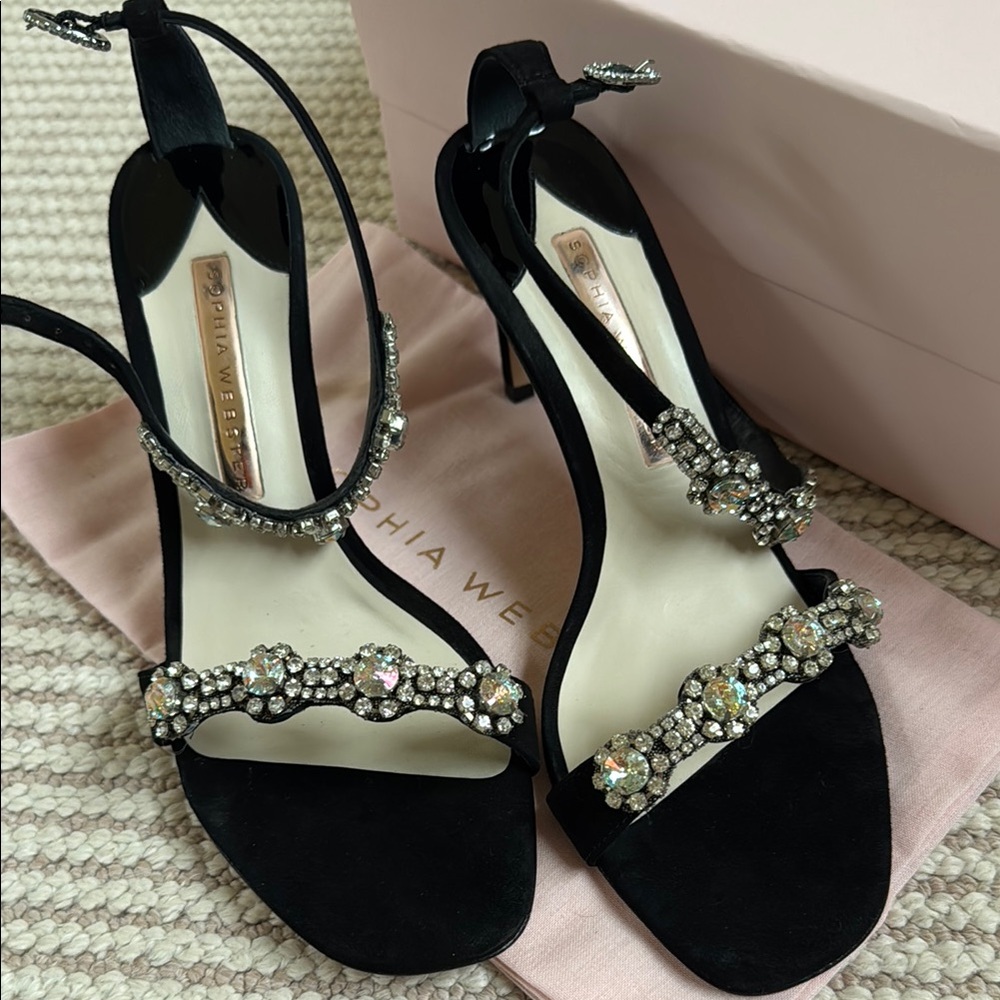 Sophia Webster Black Crystal Embellished Stiletto Sandals